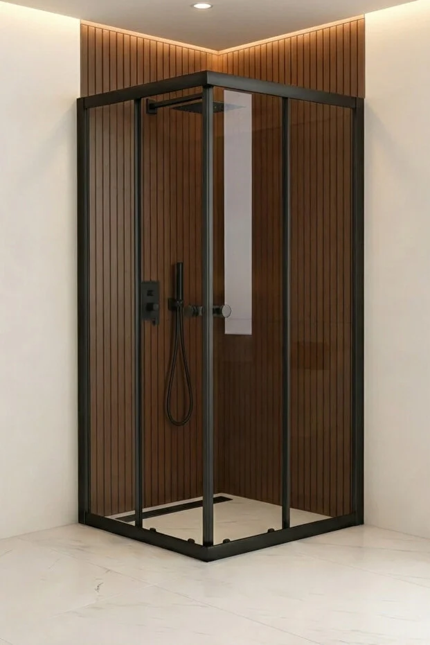 Duşakabin Kare Siyah Profil Şeffaf Cam